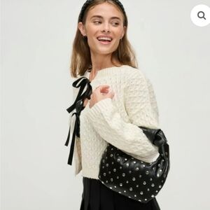 URBAN EXPRESSIONS TRACY STUDDED BLACK SILVER CLUTCH‎ MINI BAG